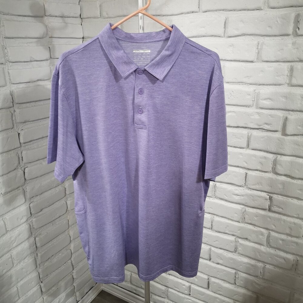 Unbranded Men's Size Large Light Purple 3 Button Closure Short Sleeves Polo